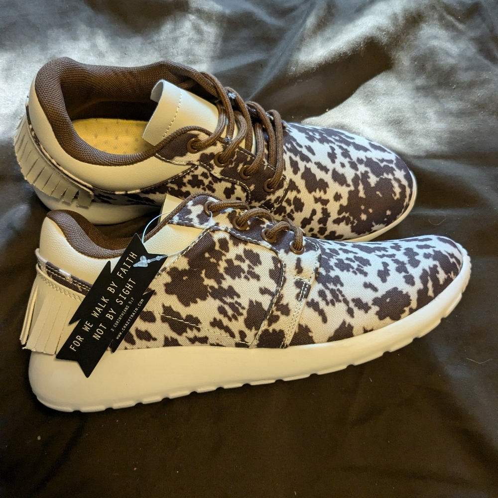 Cow Print Fringe Sneaker